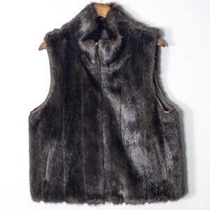 Unbranded Reversible Faux Fur Vest Brown Sz L Mobwife Luxe Glam